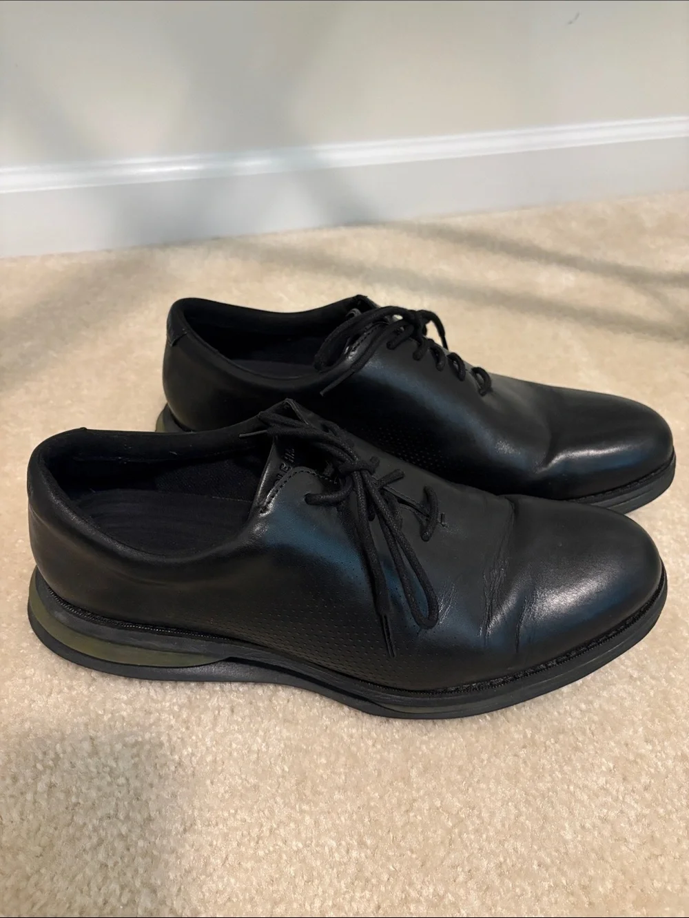 Cole Haan Black Leather Lace-Up Oxfords